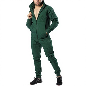 Conjunto Deportivo de Dos Piezas para Hombre, Color Verde Bosque Oscuro, con Capucha y Cremallera Completa, Transpirable, Pantalones Deportivos, Estilo Casual - Product Image 6