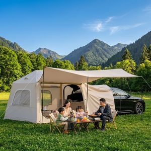 Tente de glamping gonflable connectée à la voiture avec auvent avant, personnalisable OEM, imperméable et coupe-vent, fournisseur d'usine en gros - Product Image 4