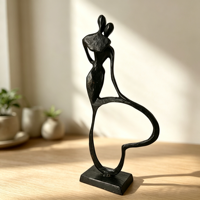 Sculpture abstraite en fonte de couple amoureux, figurine avec base en forme de cœur, statue de table, décoration d'intérieur, cadeau de mariage