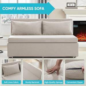 أريكة سرير قابلة للسحب بحجم كوين مع فرشة، أريكة قابلة للتحويل 2 في 1 بدون ذراعين، سرير أريكة للمساحات الصغيرة - Product Image 4