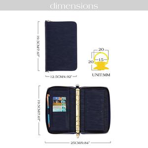 สมุดบันทึกแบบซิปหุ้มหนังลายซาฟฟิอาโน่/อีพี ขนาด A6 พร้อมห่วงทอง 27 สี ของฮองโบ ขายดีที่สุด เหมาะสำหรับเป็นของขวัญสำหรับสำนักงาน/โรงเรียน พร้อมสายคล้องมือ - Product Image 5