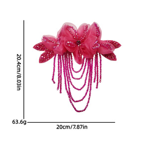 Quasten-Kristall-<span class=keywords><strong>Chiffon</strong></span>-Applikation mit Blumenstickerei für Korsagen, Taschen, Bekleidungszubehör, Hochzeitskleider, DIY-Bühnendekoration - Product Image 4