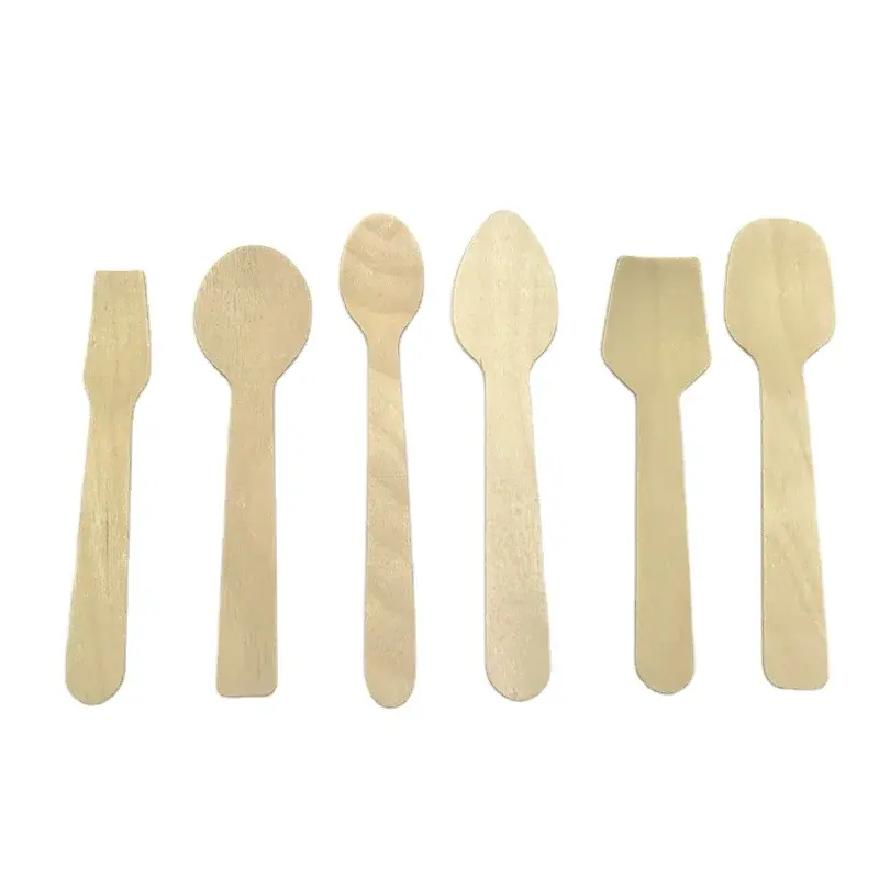 Biodegradable Birch Wood Flatware Wooden Small Fruit Cutlery Sets Eco-friendly Natural Cutlery sets