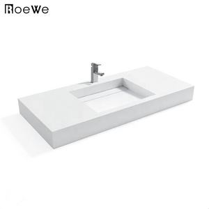 Lavabo mural en pierre composite noire, lavabo en pierre moulée pour salle de bain, plan de travail en surface solide pour lavabo à <span class=keywords><strong>main</strong></span> - Product Image 3