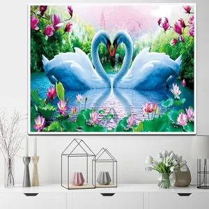 Diamond Painting Full Square Round Diamond Paintings Swan Cross Stitch 5D Embroidery Animal Rhinestones Pictures Handicraft