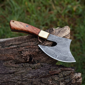 Hacha de Acero de Damasco Hecha a Mano con Mango de Madera de Palisandro para Trabajos en Madera, Personalización ODM/OEM, 1 kg - Product Image 1