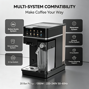 Machine à café à capsules Anbolife 20 bars avec réservoir à lait, expresso, cappuccino, latte, compatible Nespresso, <span class=keywords><strong>Dolce</strong></span> <span class=keywords><strong>Gusto</strong></span>, K Cup, ESE - Product Image 4