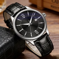 Montre à quartz étanche la plus vendue à l'international, avec index numériques, design minimaliste, date simple, style professionnel en cuir pour homme