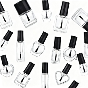 Vente en gros de flacons en verre transparent pour vernis à ongles, taille personnalisée 10 ml 15 ml, avec pinceau, impression sérigraphique - Product Image 1