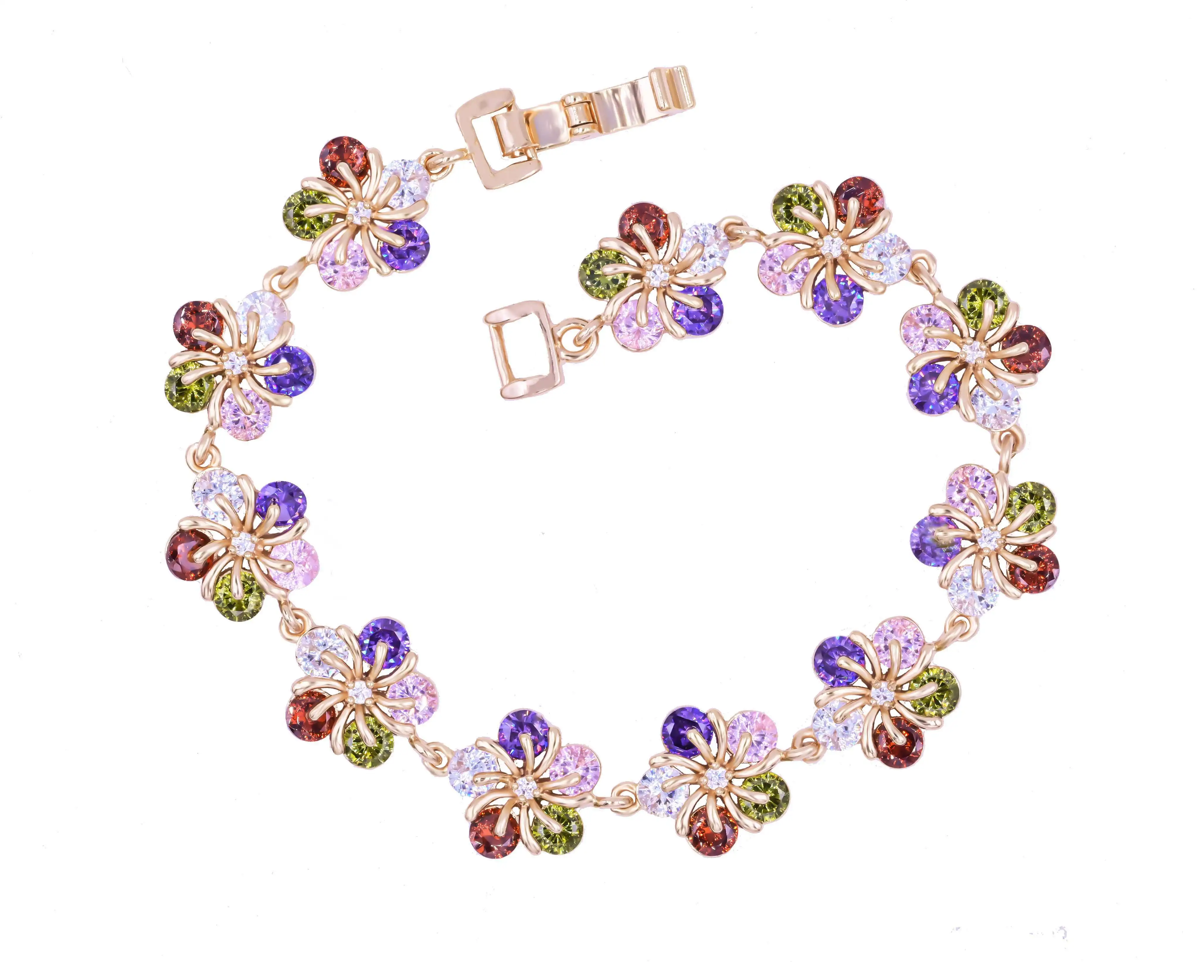 Pièces détachées de bijoux de diamants Joyeria de moda Mujeres Pulsera 18k chapado en oro del arco iris Pulseras