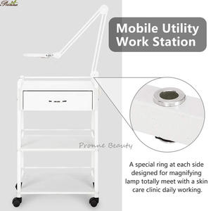 ब्यूटी नेल सैलून मूवेबल वुडन व्हाइट मसाज टैटू फेशियल मोबाइल यूटिलिटी रोलिंग स्टोरेज स्टेशन कार्ट - Product Image 3