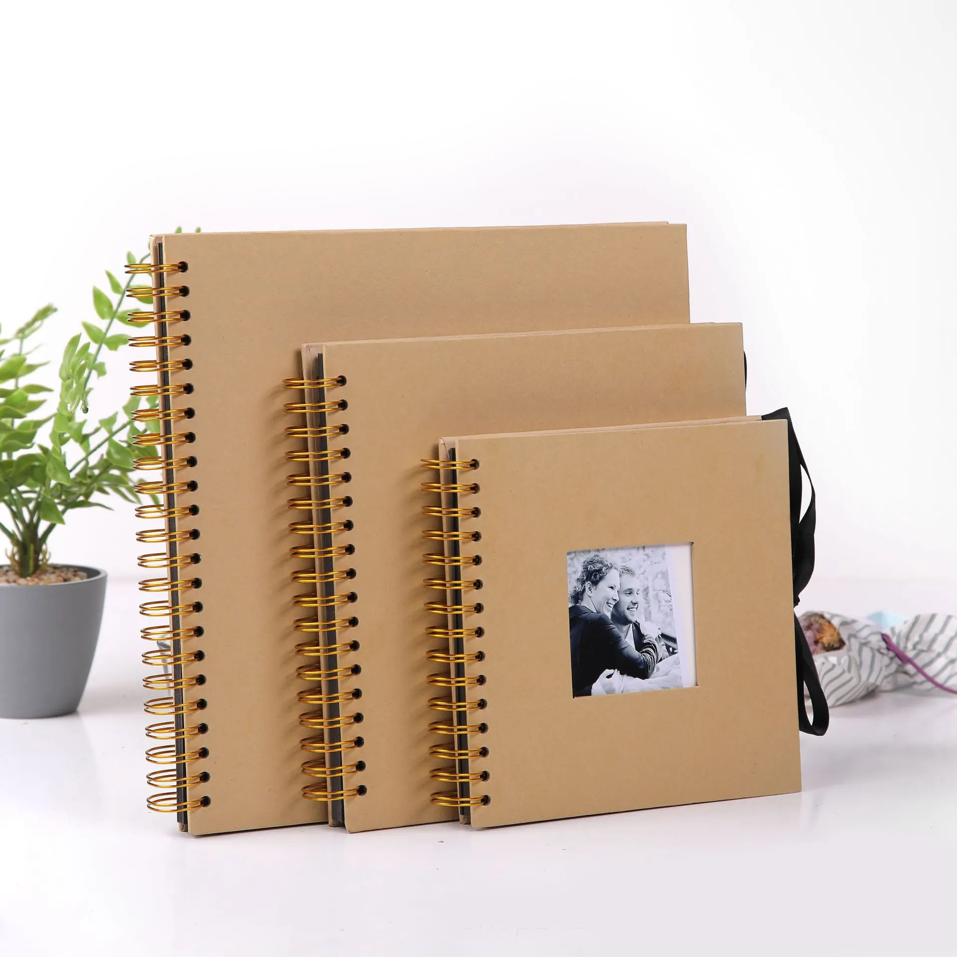 Custom Scrapbook black specialty paper DIY photo album with window Self Adhesive Scrapbook