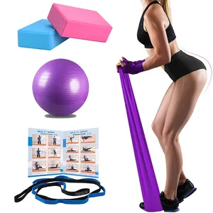 Different Styles 5pcs/set Yoga Accessories Kit Yoga Ball Set With Towel Block Elastic Exercise Band And Yoga Straps