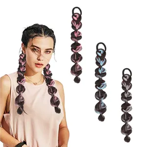 Bubble Wig Braided Ponytail Hair Extensions 18inch Fashion Style Puff Lantern Braids Fishtail with Rubber Bands