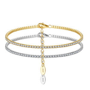 Sb190 Rinntin Có Thể Điều Chỉnh Vàng Vòng Đeo Tay Đồ Trang Sức Mỹ 925 Sterling Silver 1.5Mm Cubic Zirconia CZ Tennis Vòng Đeo Tay Cho Phụ Nữ - Product Image 1