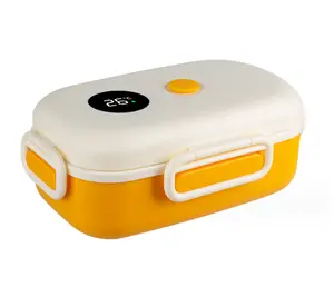 Kotak Bento makan siang plastik PP Food Grade 1100ml dengan tutup tampilan suhu