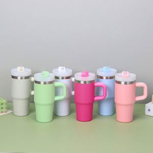 30oz 40oz 50oz American Style Stainless Steel Travel Tumbler Vacuum Insulated Tumbler Cup with Handle and Straw Lid - Product Image 1
