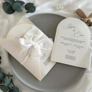Suite d'invitations de mariage personnalisées imprimées en typographie avec papier fantaisie et carton, vente en gros, révision de conception gratuite pour les organisateurs d'événements - Product Image 4