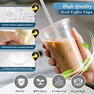 Échantillon gratuit, gobelets en plastique jetables avec logo personnalisé, gobelets en PET pour matcha, café glacé, à emporter - Product Image 3