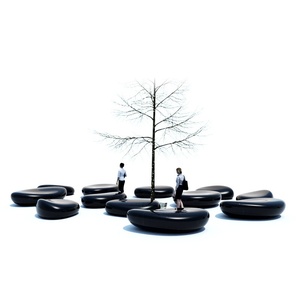Chaise de loisirs commerciale en fibre de verre et banc extérieur en galets noirs pour aménagement paysager, parcs et présentoirs commerciaux - Product Image 5