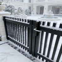 Portail de jardin en aluminium pour extérieur avec lattes métalliques verticales et serrure intelligente pour la sécurité de la maison et du jardin