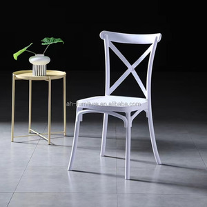 White plastic stackable cross back dining chairs event chairs