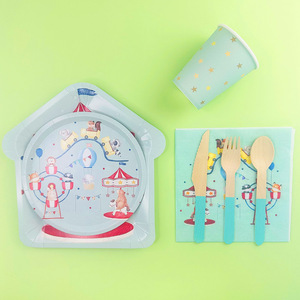 ชุดอุปกรณ์จัดงานเลี้ยงธีมสัตว์เลี้ยงในสวนสนุก DAMAI จานกระดาษ แก้วกระดาษ ผ้าเช็ดปาก สำหรับเด็ก - Product Image 5