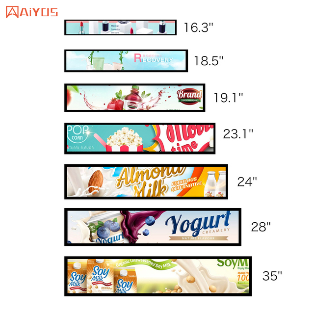 Android Shelf Edge Display 24 28 29 36.6 37 43 Inch ultra Wide Monitor Wall Mount Stretched Stretch bar Type Lcd Screen Display