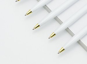 Gloss White Gold Trim Slim Metal Twist <b>Ballpoint</b> <b>Pen</b>, Elegant Luxury Signature <b>Pen</b> Custom Logo for Hotel Business Corporate Gift - Product Image 3