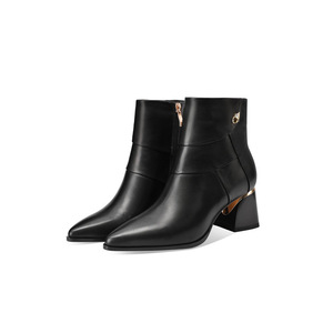 Nouvelles <span class=keywords><strong>Bottines</strong></span> <span class=keywords><strong>Femme</strong></span> Style Britannique à Bout Pointu, en <span class=keywords><strong>Cuir</strong></span> de Vachette Véritable, à Enfiler, avec Boucle et <span class=keywords><strong>Talon</strong></span> Carré, Idéales pour l'Automne - Product Image 6
