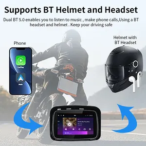 SUNWAYI Motocicleta Carplay Inalámbrico Ipx7 Impermeable Android Auto Pantalla de 5 pulgadas Motocicleta GPS Pantalla de navegación para motocicleta