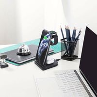Support de chargeur sans fil 3 en 1 détachable - Station de charge rapide sans fil certifiée 15W pour AirPods Pro/ Watch/ iPhone