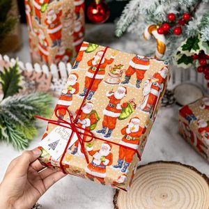 Merture Christmas Kraft Wrapping Paper 17 In X 33 Ft Santa Design Grid Pattern Gift <b>Wrap</b> - Product Image 5