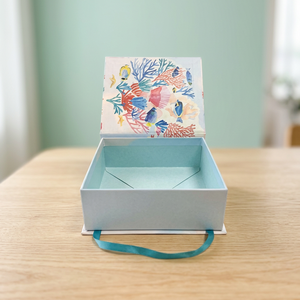 Custom Printed Eco-Friendly Rigid Gift <b>Box</b> Magnetic Closure Handle Rectangle Art Paper Satin Liner Four Color Printing for - Product Image 1