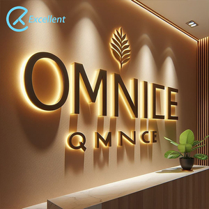 Enseigne rétroéclairée personnalisée pour les entreprises, auréole de plein air avec logo éclairé par logo, panneau LED 3D, canal LED, lettre de couleur or, rétro-éclairé - Product Image 1