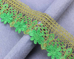 Thiết kế cổ Nhà cung cấp Vàng Ấn Độ ren <span class=keywords><strong>TRIM</strong></span> thêu hoa biên giới nước hòa tan polyester thêu bông ren <span class=keywords><strong>TRIM</strong></span> - Product Image 4