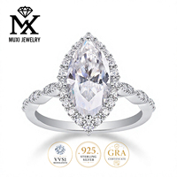 Bague en moissanite taille marquise en argent sterling 925, géométrique, pour femme, pour fiançailles et mariage