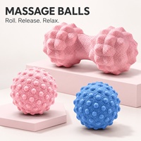 Lot de 2 balles de massage texturées en forme d'arachide, balles de massage à picots de 50 mm pour le dos, le cou et la relaxation myofasciale