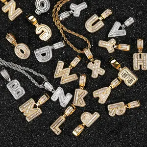 Moda Hip-Hop New <span class=keywords><strong>Rock</strong></span> Sugar Zircon alfabeto inglés letra encanto colgante collar <span class=keywords><strong>Punk</strong></span> hombres circón letra collar joyería - Product Image 1