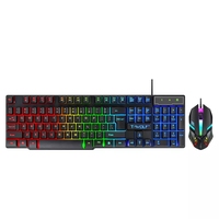 TWOLF TF800 RGB 4-in-1 LED USB Gaming Keyboard Mouse Combo Desktop OEM Guangdong Membrane dengan Headphone Pad Kit Kotak Warna