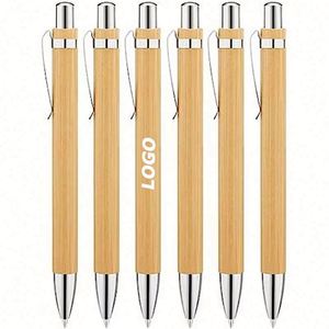 Bolígrafos Retráctiles de Bambú Personalizados, Punta Mediana de 1.0 mm, Tinta Negra - Ideales para Regalos Promocionales y Escritura Ecológica - Product Image 1