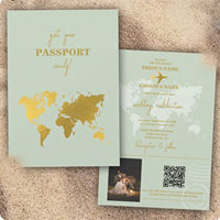 Carte d'invitation de mariage personnalisée de luxe en papier avec carte d'embarquement et ensemble d'enveloppes d'invitation de mariage
