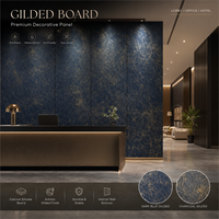 Panneau mural décoratif doré, finition effet métallique artistique, noyau en silicate de calcium, revêtement mural intérieur pour hôtel, café, commerce de détail