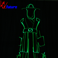 Fibre Optique Lumière Japonais Traditionnel Samouraï Danse Costumes Performance Porter Chinois Anciens Costumes Programmable