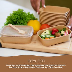 Giấy dùng một lần Bát thực phẩm <span class=keywords><strong>container</strong></span> thức ăn nhanh Takeaway Bát bao bì có nắp đậy dùng một lần hình chữ nhật giấy bát - Product Image 5
