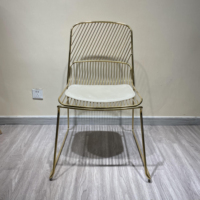Chaise de salle à manger en fil, coussin avec siège doré, siège de réception pour invités, salle à manger, cuisine, bétoie rouge