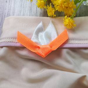 Customized 30mm Orange Satin Ribbon New Logo Printed 100% Nylon for <b>Underwear</b> <b>Accessories</b> Featuring Silver Custom Ribbon - Product Image 2