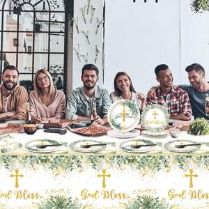 Cruz blanca tema <span class=keywords><strong>bautizo</strong></span> bautismo fiesta decoraciones Sacramento vajilla papel <span class=keywords><strong>taza</strong></span> plato mantel Baby Shower niños favores - Product Image 2