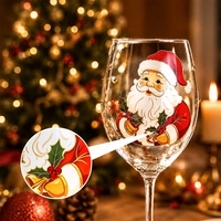 Lot de Verres à Vin de Noël en Gros avec Décoration 3D en Strass et Perles, Modèles à Pied et Sans Pied, Coffret Cadeau de Vaisselle de Fête (OEM/ODM)
