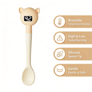 Cuchara de Silicona para Bebé con Sensor de Temperatura, Cuchara de Alimentación con Diseño de Gato Sensible al Calor para Bebés - Product Image 4